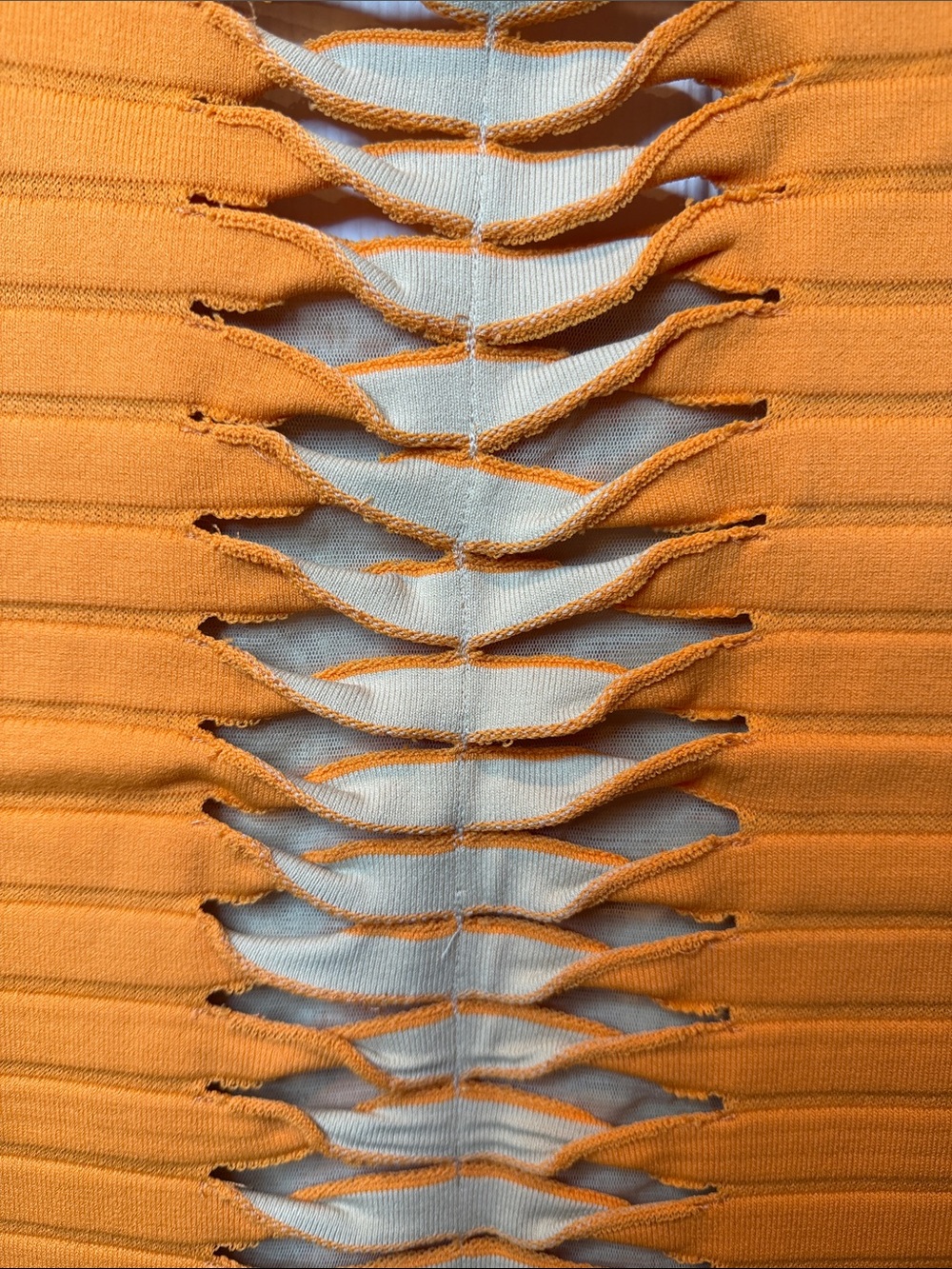 Dolce Cabo Orange Ribbed Ladder-Cut Tank - Picture 6 of 7